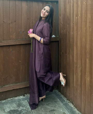 Plum Rawsilk Farshi suit